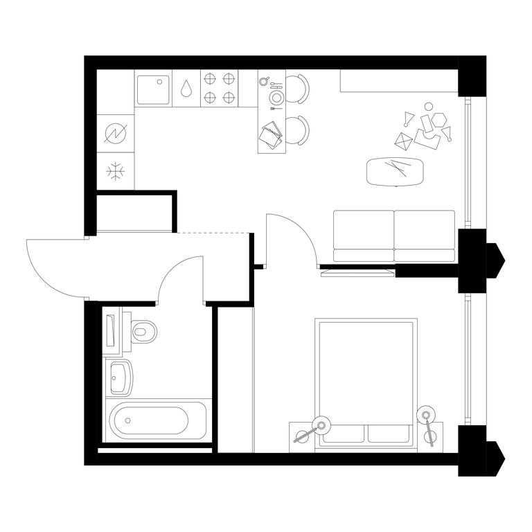 1-BD Apartment Sale, 33.2 sq. m. at Businovskiy Park, Izhorskaya Street, 6с5, Moscow, Russia #1
