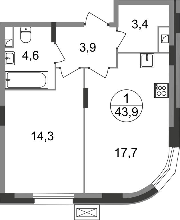 Apartment Sale, 43.9 sq. m. at Rezidentsii Skolkovo, Kashtanovaya ulitsa, 1, rabochiy posyolok Zarechye, Odintsovskiy City District, Moscow Region, Russia #1 Apartment Sale, 43.9 sq. m. at Rezidentsii Skolkovo, Kashtanovaya ulitsa, 1, rabochiy posyolok Zarechye, Odintsovskiy City District, Moscow Region, Russia #1