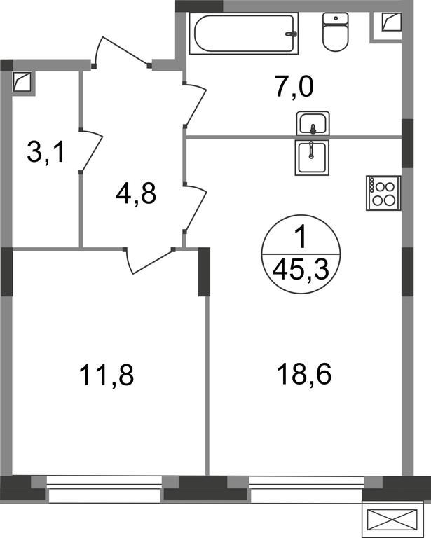 Apartment Sale, 45.3 sq. m. at Rezidentsii Skolkovo, Kashtanovaya ulitsa, 1, rabochiy posyolok Zarechye, Odintsovskiy City District, Moscow Region, Russia #1 Apartment Sale, 45.3 sq. m. at Rezidentsii Skolkovo, Kashtanovaya ulitsa, 1, rabochiy posyolok Zarechye, Odintsovskiy City District, Moscow Region, Russia #1