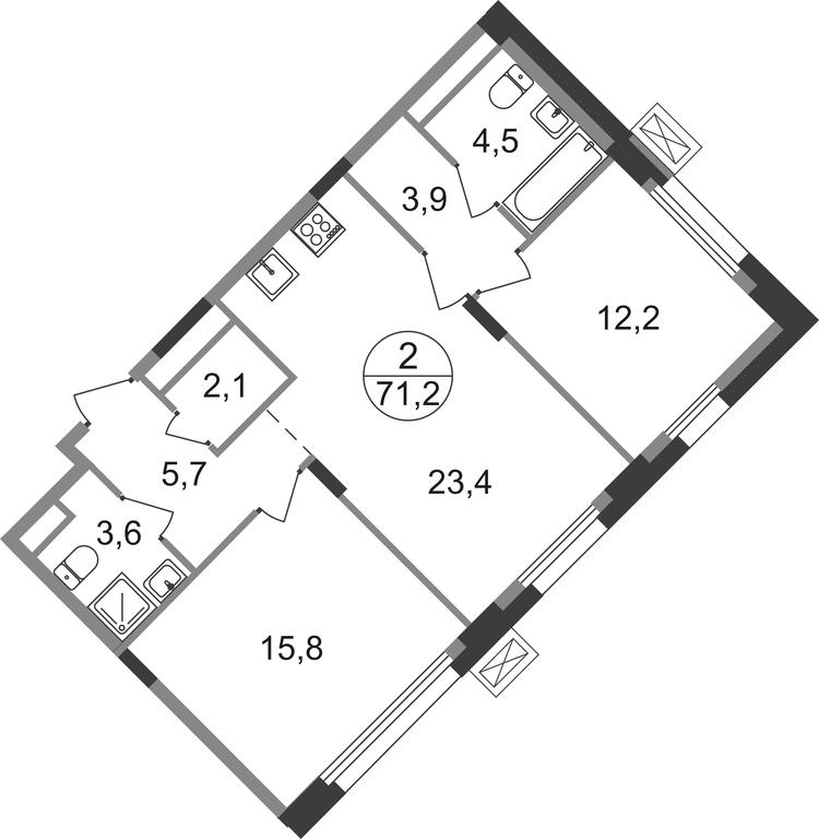 2-BD Apartment Sale, 71.2 sq. m. at Rezidentsii Skolkovo, Kashtanovaya ulitsa, 1, rabochiy posyolok Zarechye, Odintsovskiy City District, Moscow Region, Russia #1 2-BD Apartment Sale, 71.2 sq. m. at Rezidentsii Skolkovo, Kashtanovaya ulitsa, 1, rabochiy posyolok Zarechye, Odintsovskiy City District, Moscow Region, Russia #1