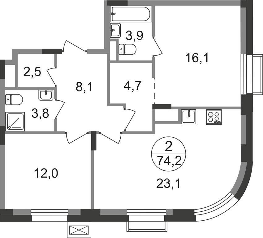 2-BD Apartment Sale, 74.2 sq. m. at Rezidentsii Skolkovo, Kashtanovaya ulitsa, 1, rabochiy posyolok Zarechye, Odintsovskiy City District, Moscow Region, Russia #1 2-BD Apartment Sale, 74.2 sq. m. at Rezidentsii Skolkovo, Kashtanovaya ulitsa, 1, rabochiy posyolok Zarechye, Odintsovskiy City District, Moscow Region, Russia #1