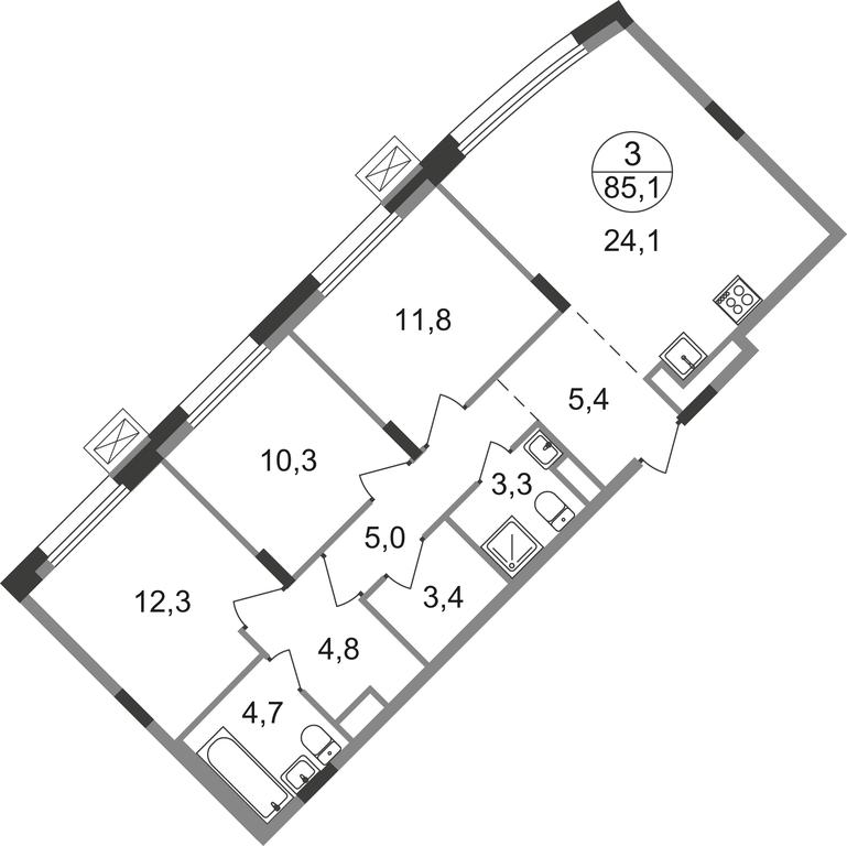3-BD Apartment Sale, 85.1平方米 at Rezidentsii Skolkovo, Kashtanovaya ulitsa, 1, rabochiy posyolok Zarechye, Odintsovskiy City District, Moscow Region, Russia #1 3-BD Apartment Sale, 85.1平方米 at Rezidentsii Skolkovo, Kashtanovaya ulitsa, 1, rabochiy posyolok Zarechye, Odintsovskiy City District, Moscow Region, Russia #1