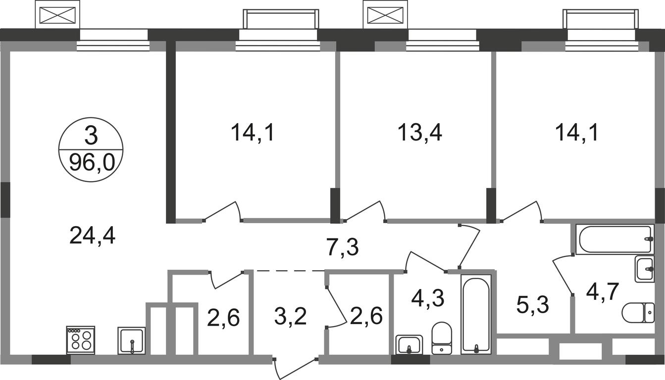 3-BD Apartment Sale, 96平方米 at Rezidentsii Skolkovo, Kashtanovaya ulitsa, 1, rabochiy posyolok Zarechye, Odintsovskiy City District, Moscow Region, Russia #1