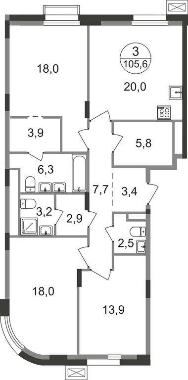 3-BD Apartment Sale, 105.6 sq. m. at Rezidentsii Skolkovo, Kashtanovaya ulitsa, 1, rabochiy posyolok Zarechye, Odintsovskiy City District, Moscow Region, Russia #1 3-BD Apartment Sale, 105.6 sq. m. at Rezidentsii Skolkovo, Kashtanovaya ulitsa, 1, rabochiy posyolok Zarechye, Odintsovskiy City District, Moscow Region, Russia #1