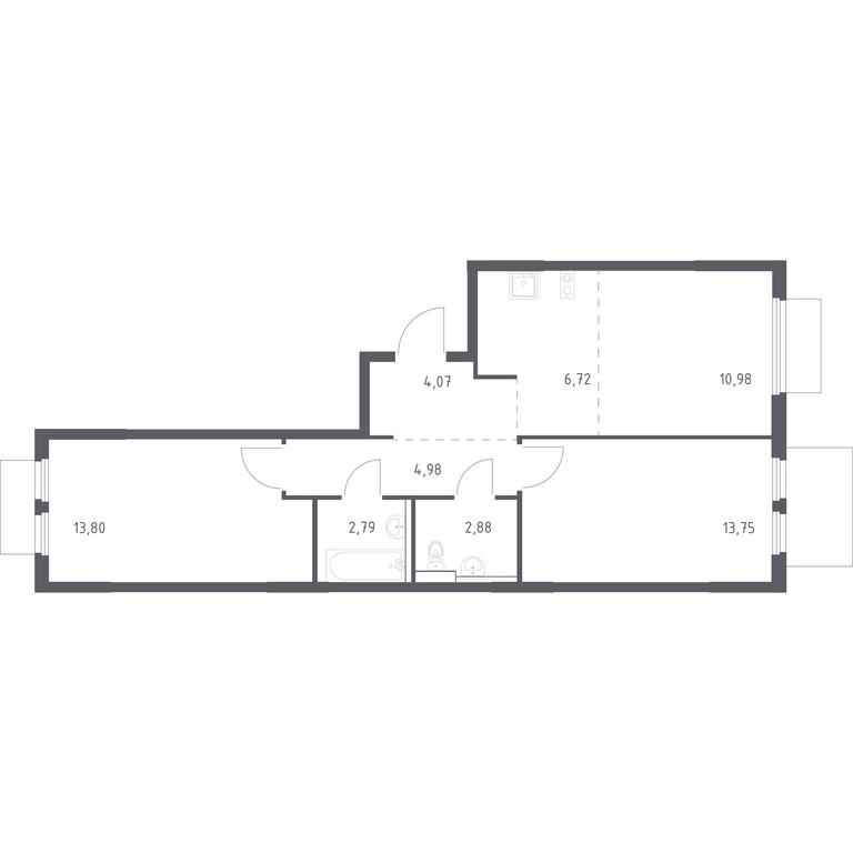 1-BD Apartment Sale, 59.97 sq. m. at Prigorod Lesnoe, Molodyozhny bulvar, 6, derevnya Misaylovo, Leninskiy City District, Moscow Region, Russia #1