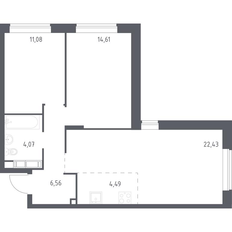 1-BD Apartment Sale, 63 sq. m. at Novograd Pavlino, Kosinskoye shosse, 2, Novoye Pavlino Microdistrict, Balashikha, Moscow Region, Russia #1