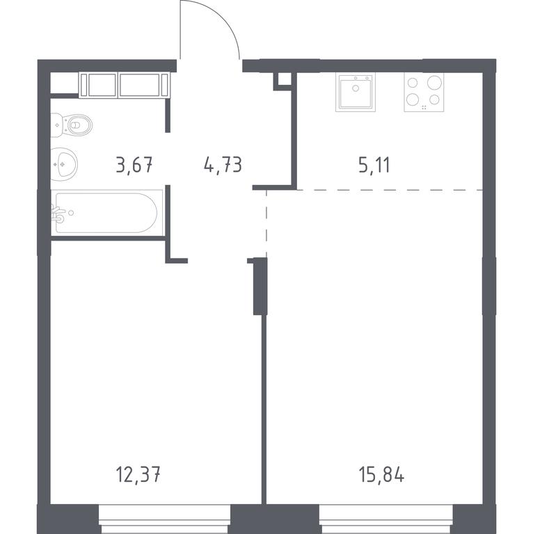 Apartment Sale, 42.1平方米 at Novograd Pavlino, Kosinskoye shosse, 2, Novoye Pavlino Microdistrict, Balashikha, Moscow Region, Russia #1