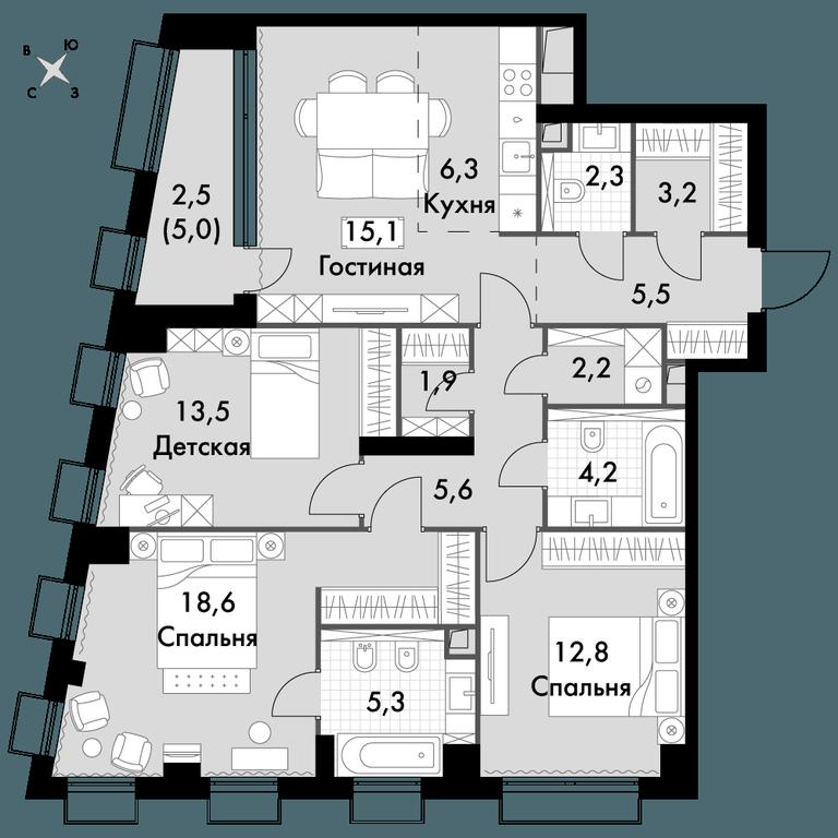 4-BD Apartment Sale, 99 sq. m. at Sydney City, Shenogina Street, 2, Moscow, Russia #1