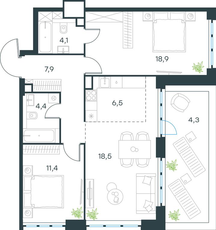 2-BD Apartment Sale, 76平方米 at Level Yzhnoportovaya, Yuzhnoportovaya Street, 28Ас17, Moscow, Russia #1 2-BD Apartment Sale, 76平方米 at Level Yzhnoportovaya, Yuzhnoportovaya Street, 28Ас17, Moscow, Russia #1