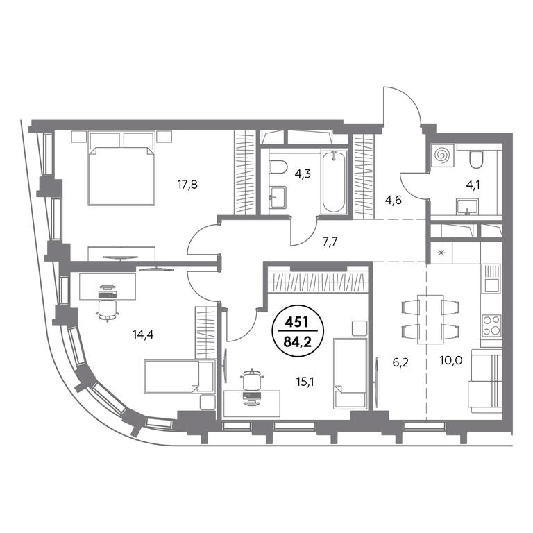 Продажа 4-комн. квартиры, 84,2 м² в ЖК «Дом56», улица Фридриха Энгельса, 56с1, Москва, Россия #1 Продажа 4-комн. квартиры, 84,2 м² в ЖК «Дом56», улица Фридриха Энгельса, 56с1, Москва, Россия #1