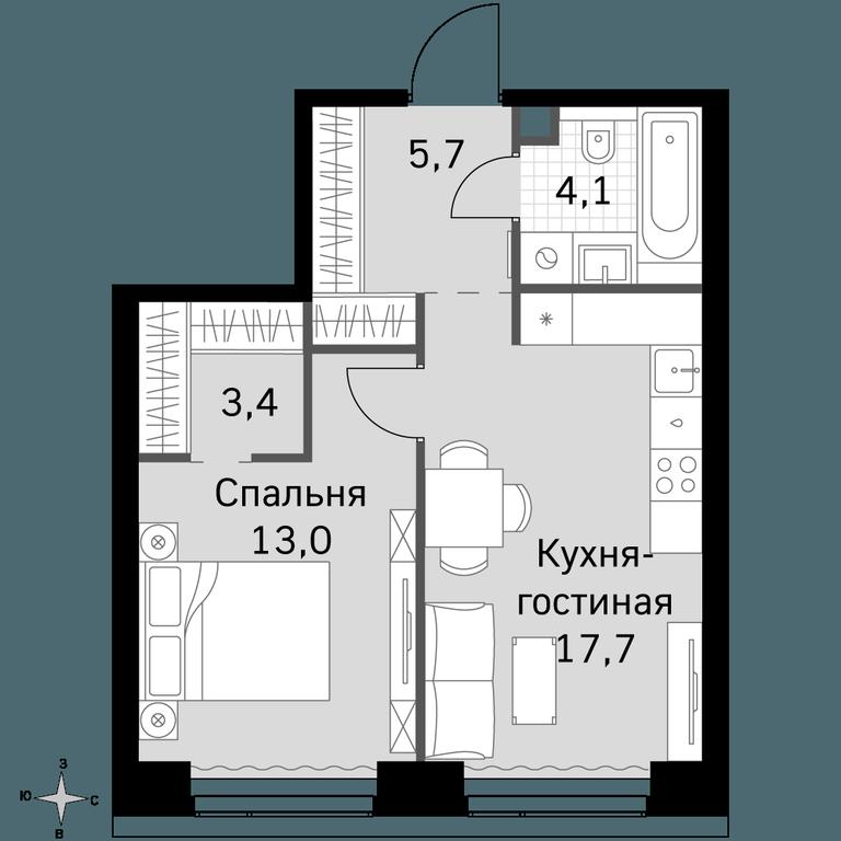 2-BD Apartment Sale, 44平方米 at Amber City, 3rd Khoroshyovsky Drive, 3А, Moscow, Russia #1 2-BD Apartment Sale, 44平方米 at Amber City, 3rd Khoroshyovsky Drive, 3А, Moscow, Russia #1