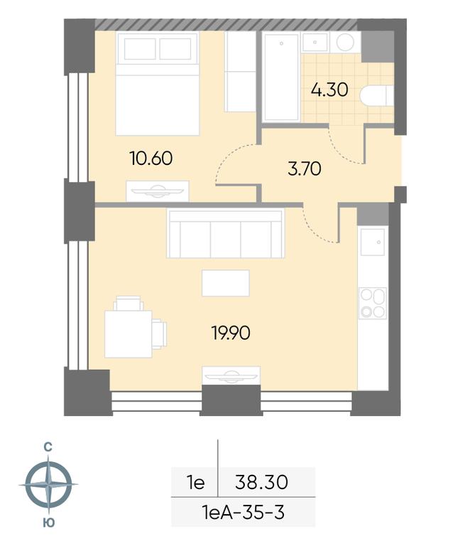 1-BD Apartment Sale, 38.3 sq. m. at Wave, Borisovskye Prudy Street, 1Б, Moscow, Russia #1