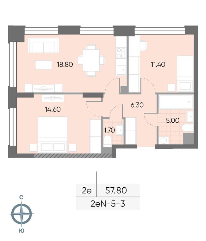 2-BD Apartment Sale, 57.8 sq. m. at Wave, Borisovskye Prudy Street, 1Б, Moscow, Russia #1 2-BD Apartment Sale, 57.8 sq. m. at Wave, Borisovskye Prudy Street, 1Б, Moscow, Russia #1