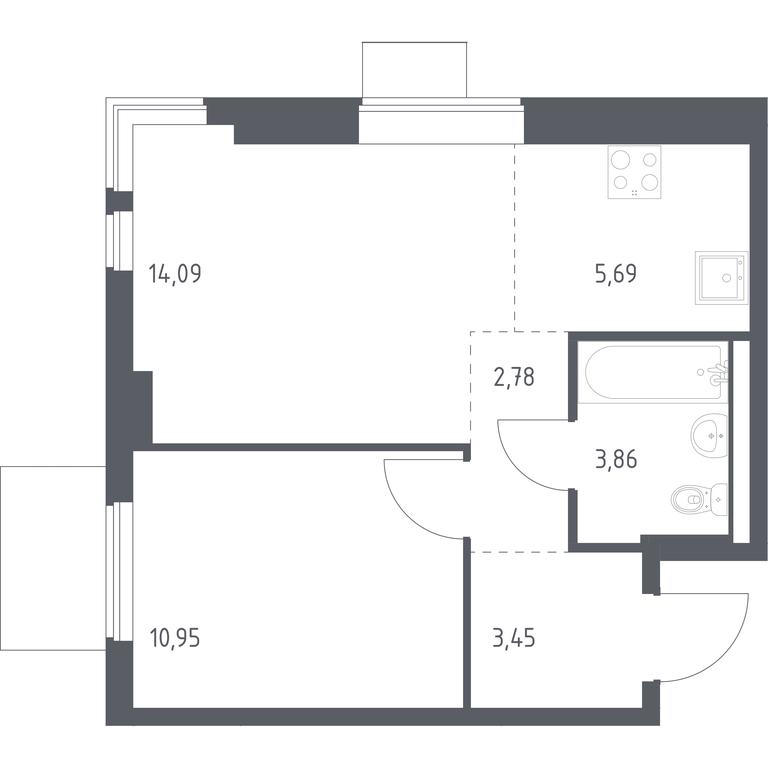 Apartment Sale, 40.82平方米 at Gorki Park, Shkolnaya ulitsa, 2, derevnya Korobovo, Leninskiy City District, Moscow Region, Russia #1 Apartment Sale, 40.82平方米 at Gorki Park, Shkolnaya ulitsa, 2, derevnya Korobovo, Leninskiy City District, Moscow Region, Russia #1