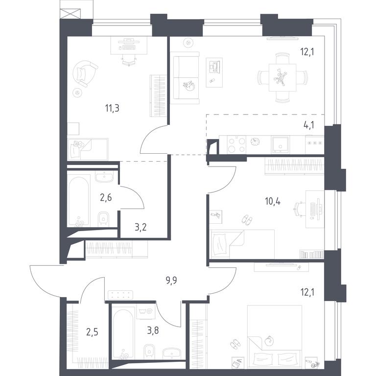 2-BD Apartment Sale, 71.87平方米 at Vereiskaya 41, Vereyskaya Street, 41, Moscow, Russia #2 2-BD Apartment Sale, 71.87平方米 at Vereiskaya 41, Vereyskaya Street, 41, Moscow, Russia #2