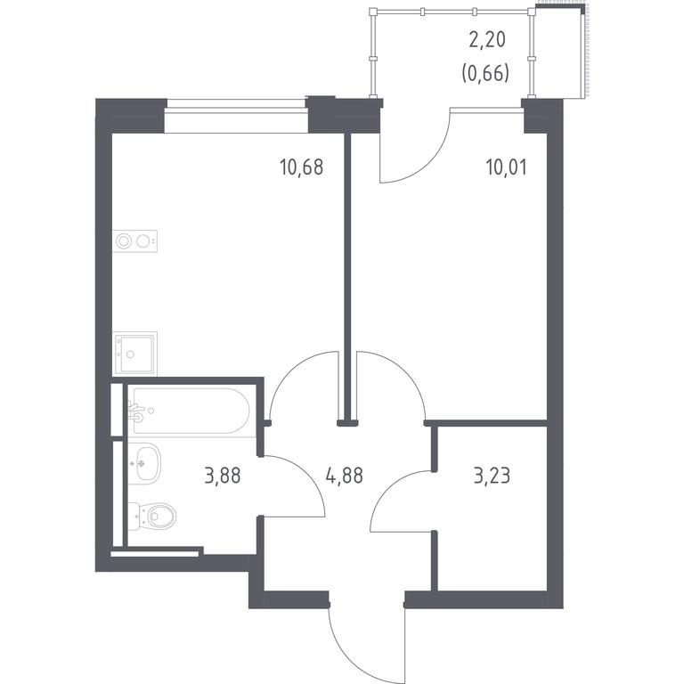 Apartment Sale, 33.34 sq. m. at Pribrezhnyi Park, Pribrezhniy Park Residential Complex, Village of Yam, Domodedovo City District, Moscow Region, Russia #1