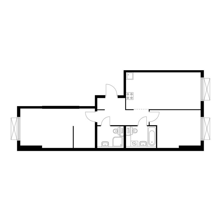 2-BD Apartment Sale, 65.5平方米 at Kolskaya 8, Kolskaya Street, 8с16, Moscow, Russia #1