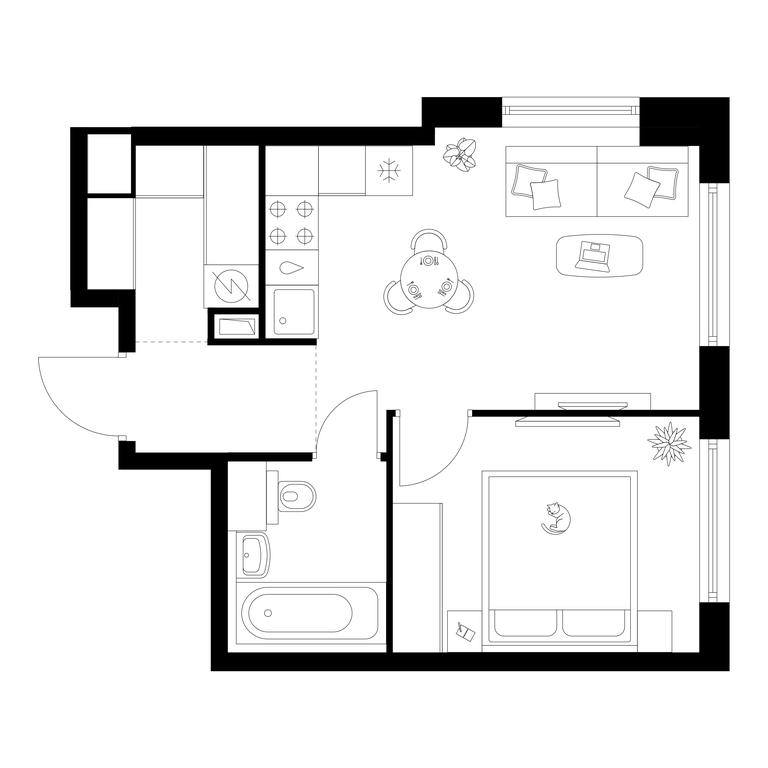1-BD Apartment Sale, 35.8 sq. m. at Kutuzovskiy Kvartal, Ivana Franko Street, 20к1, Moscow, Russia #1