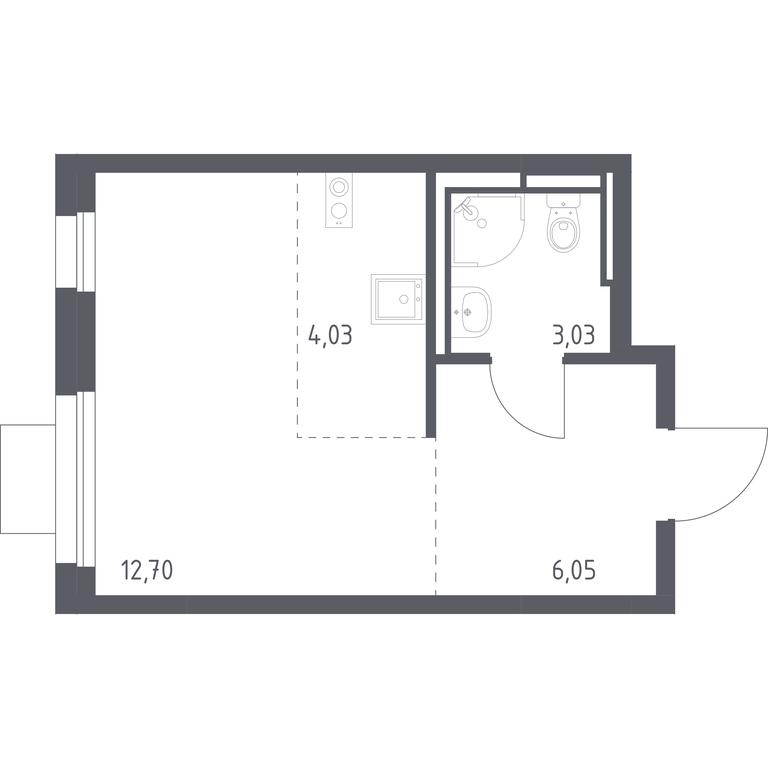 Apartment Sale, 25.81平方米 at Pribrezhnyi Park, Pribrezhniy Park Residential Complex, Village of Yam, Domodedovo City District, Moscow Region, Russia #1