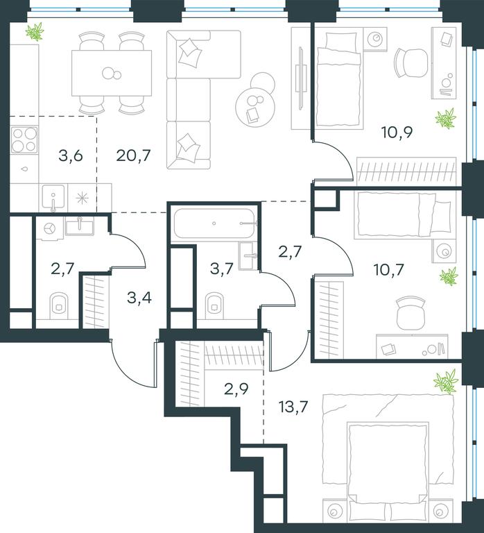 3-BD Apartment Sale, 75 sq. m. at Level Zvenigorodskaya, 3rd Silikatny Drive, 6к1, Moscow, Russia #1 3-BD Apartment Sale, 75 sq. m. at Level Zvenigorodskaya, 3rd Silikatny Drive, 6к1, Moscow, Russia #1