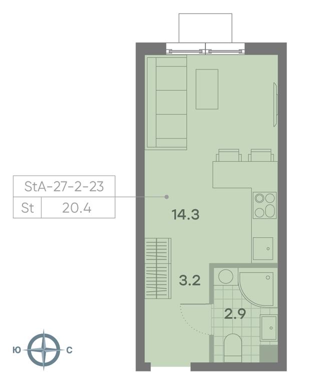 Apartment Sale, 20.4 sq. m. at Parkside, Krasnogo Mayaka Street, 26к1, Moscow, Russia #1