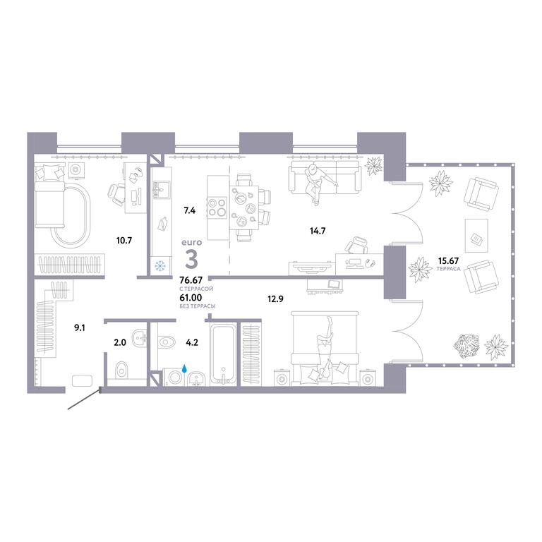 2-BD Apartment Sale, 76.67 sq. m. at Strana.Ozernaya, Ozyornaya Street, 42с7, Moscow, Russia #1 2-BD Apartment Sale, 76.67 sq. m. at Strana.Ozernaya, Ozyornaya Street, 42с7, Moscow, Russia #1