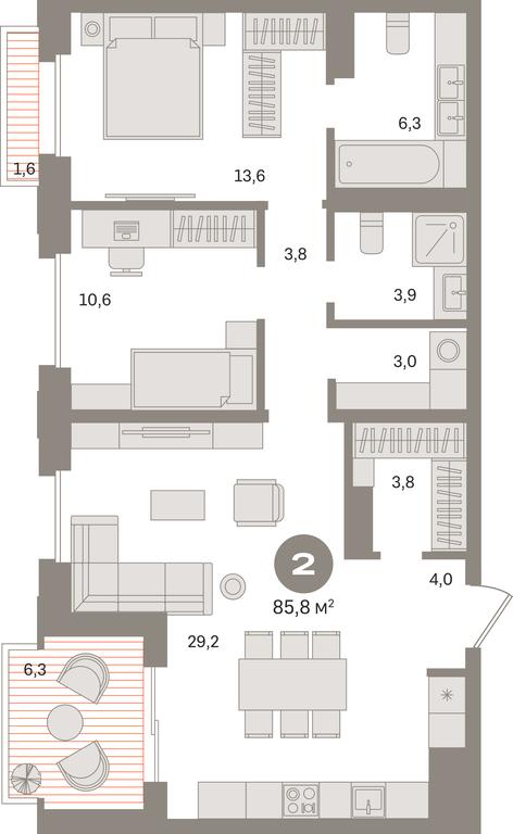 2-BD Apartment Sale, 86.6 sq. m. at Kvartal «MONS», Ogorodny Drive, Moscow, Russia #1