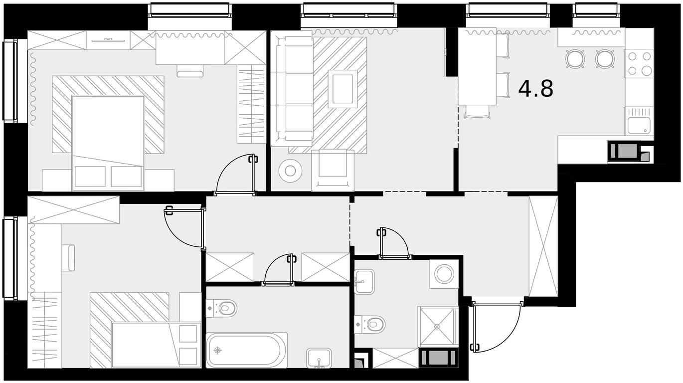 2-BD Apartment Sale, 76 sq. m. at Crystal, Generala Glagoleva Street, 16с1, Moscow, Russia #1