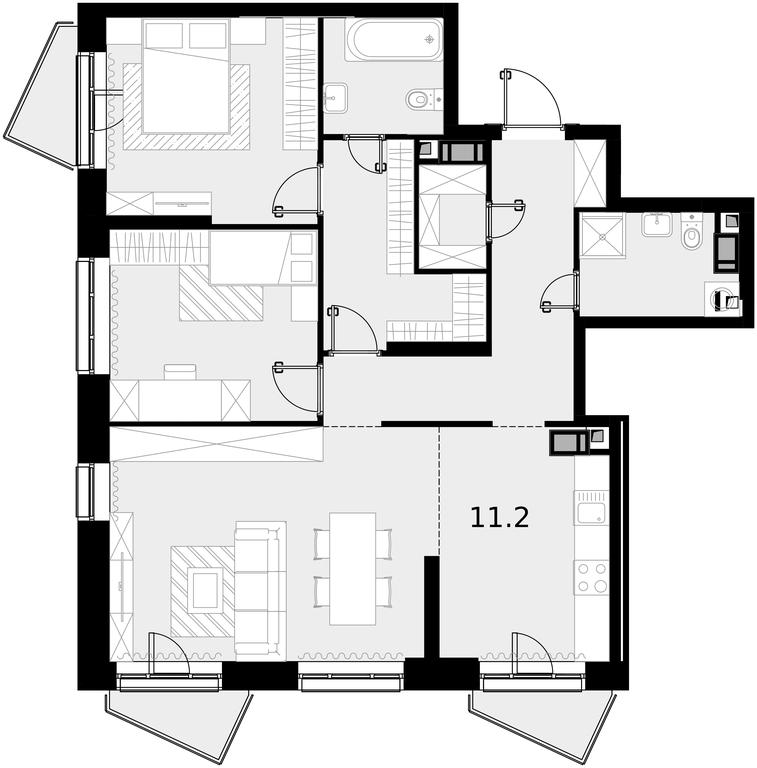 2-BD Apartment Sale, 89.1 sq. m. at Crystal, Generala Glagoleva Street, 16с1, Moscow, Russia #1