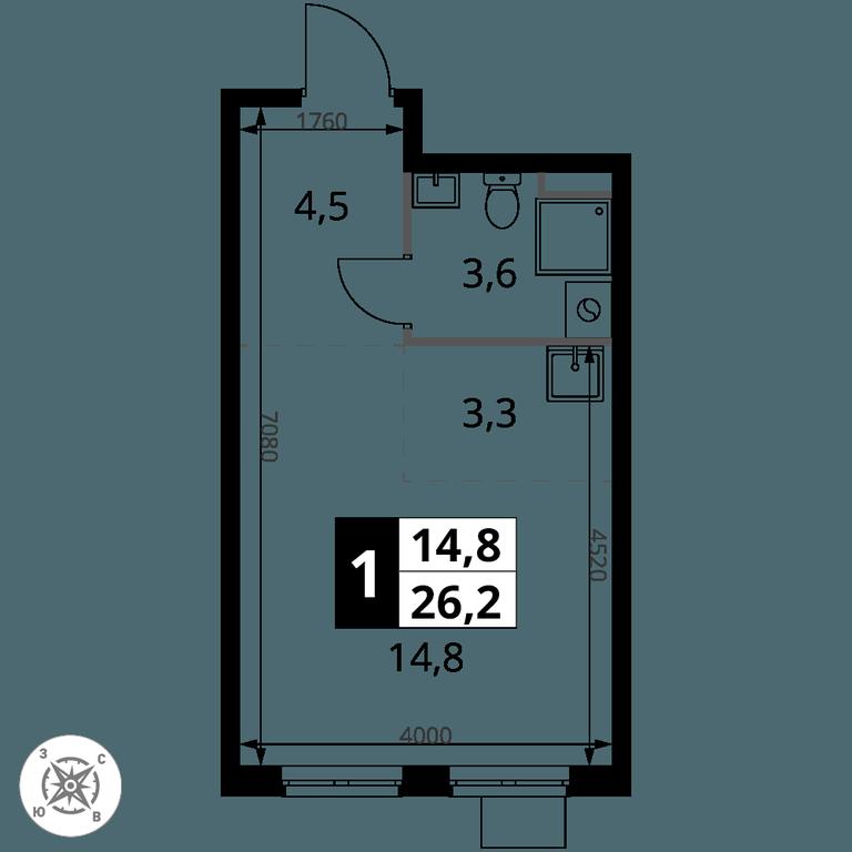 Apartment Sale, 26.2 sq. m. at Pervy Donskoj, zhiloy mikrorayon Sapronovo, derevnya Sapronovo, Leninskiy City District, Moscow Region, Russia #2 Apartment Sale, 26.2 sq. m. at Pervy Donskoj, zhiloy mikrorayon Sapronovo, derevnya Sapronovo, Leninskiy City District, Moscow Region, Russia #2