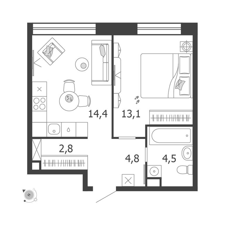 1-BD Apartment Sale, 39.6 sq. m. at Shagal, Автозаводская улица, 23, Москва, Россия #1