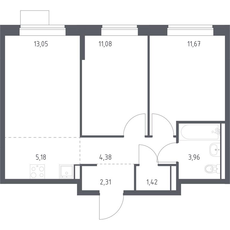 1-BD Apartment Sale, 53.05平方米 at Molzhaninovo, Leningradskoye Highway, 229, Moscow, Russia #1