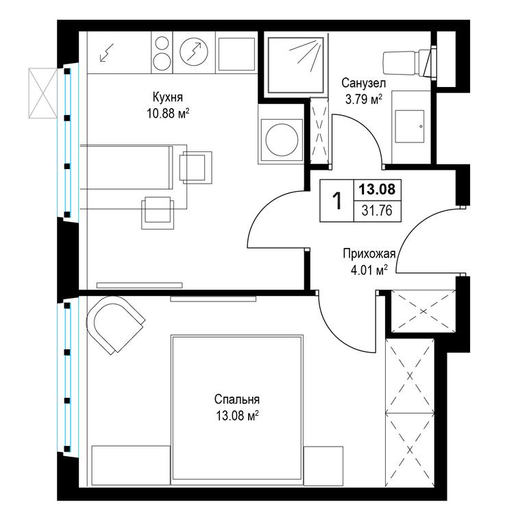 1-BD Apartment Sale, 31.8 sq. m. at Eko Vidnoe 2.0, kvartal Tsentralny, 1, Kupelinka Subdistrict, derevnya Sapronovo, Leninskiy City District, Moscow Region, Russia #1 1-BD Apartment Sale, 31.8 sq. m. at Eko Vidnoe 2.0, kvartal Tsentralny, 1, Kupelinka Subdistrict, derevnya Sapronovo, Leninskiy City District, Moscow Region, Russia #1
