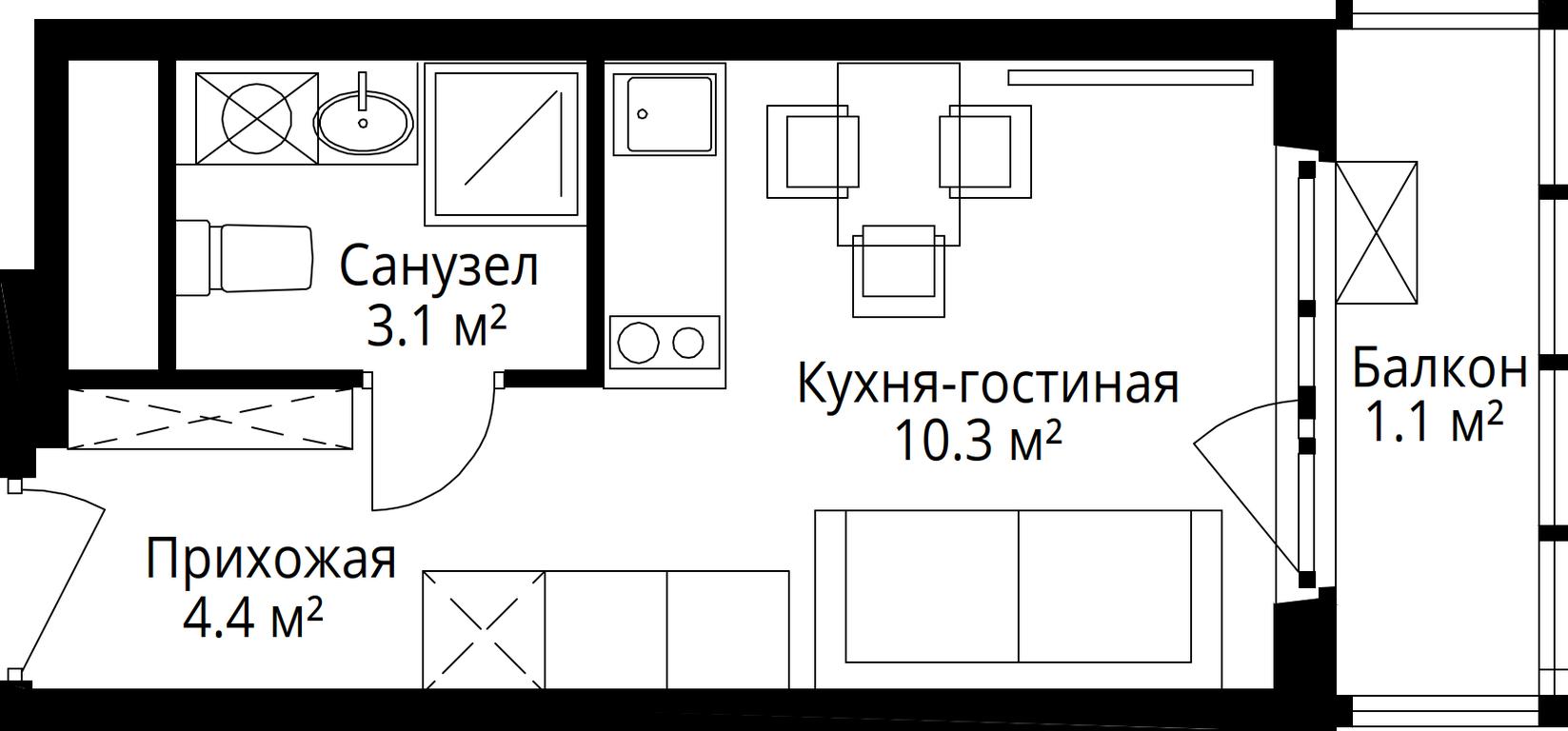 Apartment Sale, 18.9 sq. m. at Eko Vidnoe 2.0, kvartal Tsentralny, 1, Kupelinka Subdistrict, derevnya Sapronovo, Leninskiy City District, Moscow Region, Russia #2