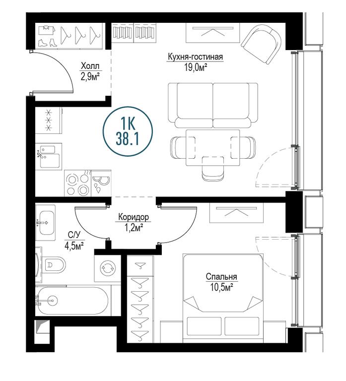 1-BD Apartment Sale, 37.7平方米 at Metropoliya, Volgogradsky Avenue, 32/3к1, Moscow, Russia #1 1-BD Apartment Sale, 37.7平方米 at Metropoliya, Volgogradsky Avenue, 32/3к1, Moscow, Russia #1