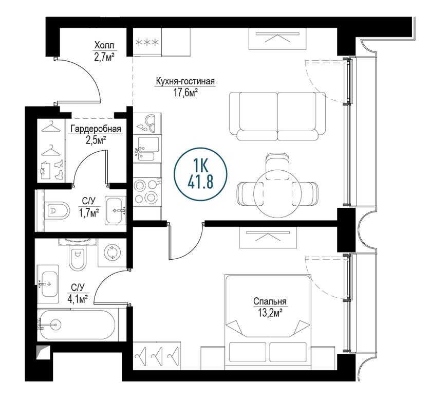 1-BD Apartment Sale, 41.4平方米 at Metropoliya, Volgogradsky Avenue, 32/3к1, Moscow, Russia #1 1-BD Apartment Sale, 41.4平方米 at Metropoliya, Volgogradsky Avenue, 32/3к1, Moscow, Russia #1