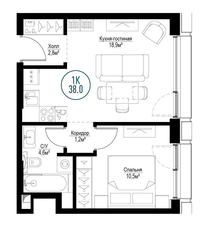 1-BD Apartment Sale, 37.6平方米 at Metropoliya, Volgogradsky Avenue, 32/3к1, Moscow, Russia #1 1-BD Apartment Sale, 37.6平方米 at Metropoliya, Volgogradsky Avenue, 32/3к1, Moscow, Russia #1