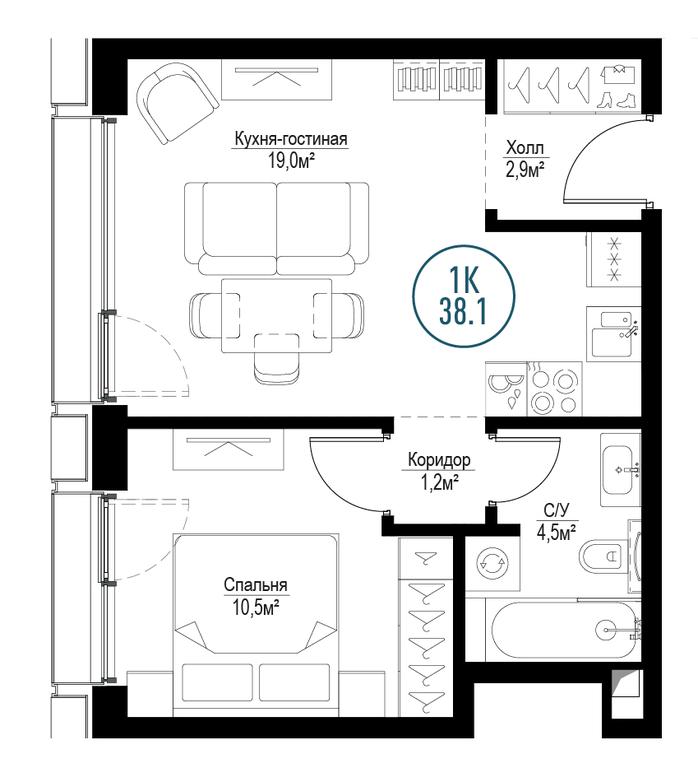 1-BD Apartment Sale, 37.6平方米 at Metropoliya, Volgogradsky Avenue, 32/3к1, Moscow, Russia #1 1-BD Apartment Sale, 37.6平方米 at Metropoliya, Volgogradsky Avenue, 32/3к1, Moscow, Russia #1