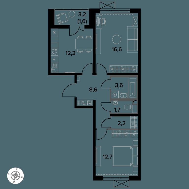 2-BD Apartment Sale, 59.4 sq. m. at Yzhnaya Bitsa, Yuzhnaya Bitsa Residential Complex, posyolok Bittsa, Leninskiy City District, Moscow Region, Russia #1 2-BD Apartment Sale, 59.4 sq. m. at Yzhnaya Bitsa, Yuzhnaya Bitsa Residential Complex, posyolok Bittsa, Leninskiy City District, Moscow Region, Russia #1