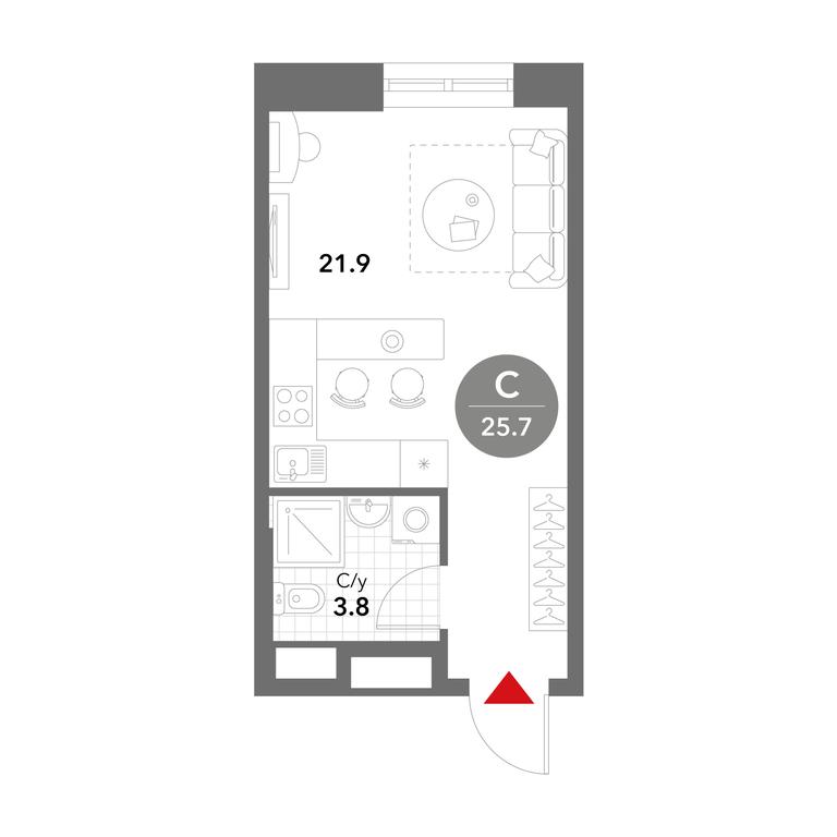 Apartment Sale, 25.7平方米 at Voxhall, Letnikovskaya Street, 4с2, Moscow, Russia #1