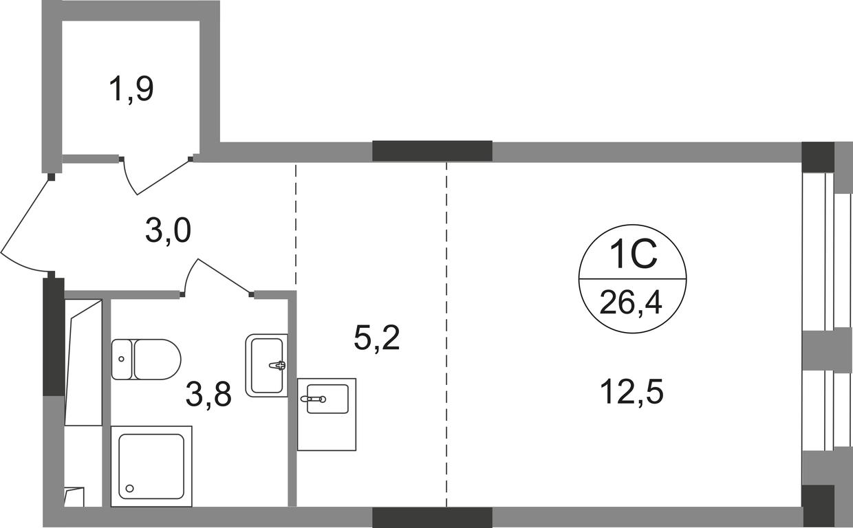 Apartment Sale, 26.4 sq. m. at Pervyi Moskovskiy, ulitsa Bianki, 1, Moskovskiy, Moscow, Russia #1