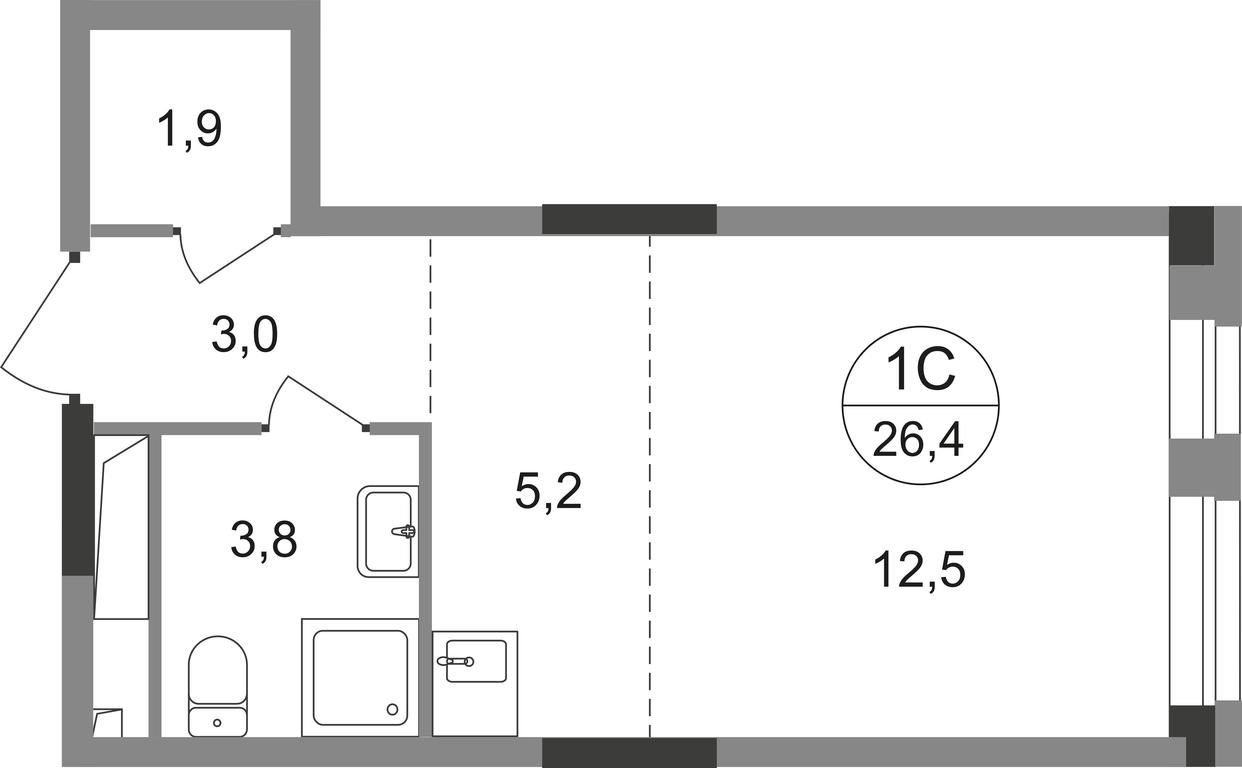 Apartment Sale, 26.4 sq. m. at Pervyi Moskovskiy, ulitsa Bianki, 1, Moskovskiy, Moscow, Russia #1