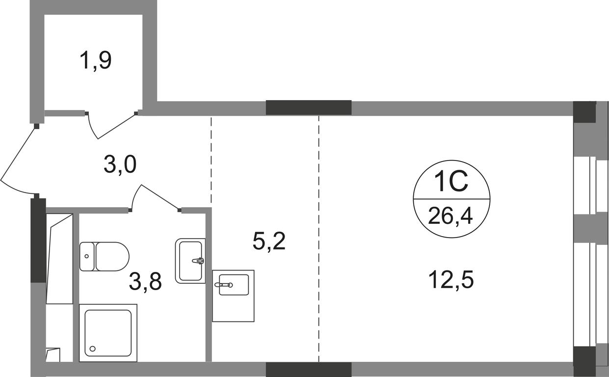 Apartment Sale, 26.4 sq. m. at Pervyi Moskovskiy, ulitsa Bianki, 1, Moskovskiy, Moscow, Russia #1