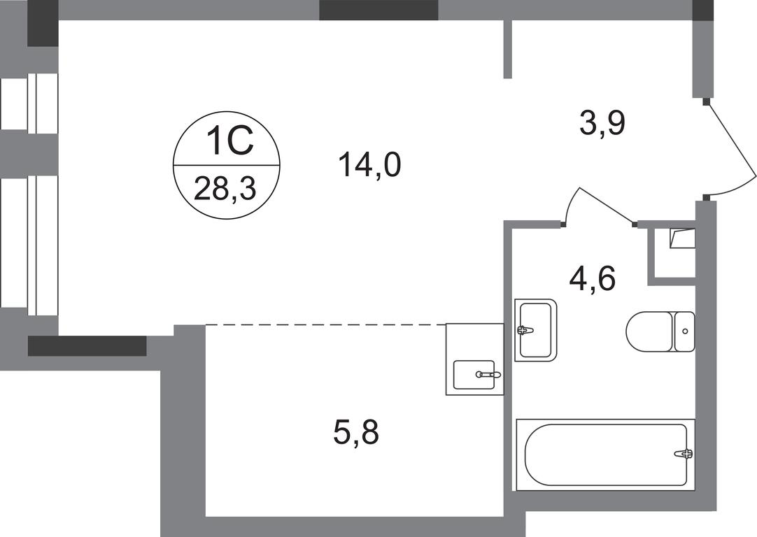 Apartment Sale, 28.3 sq. m. at Pervyi Moskovskiy, ulitsa Bianki, 1, Moskovskiy, Moscow, Russia #1