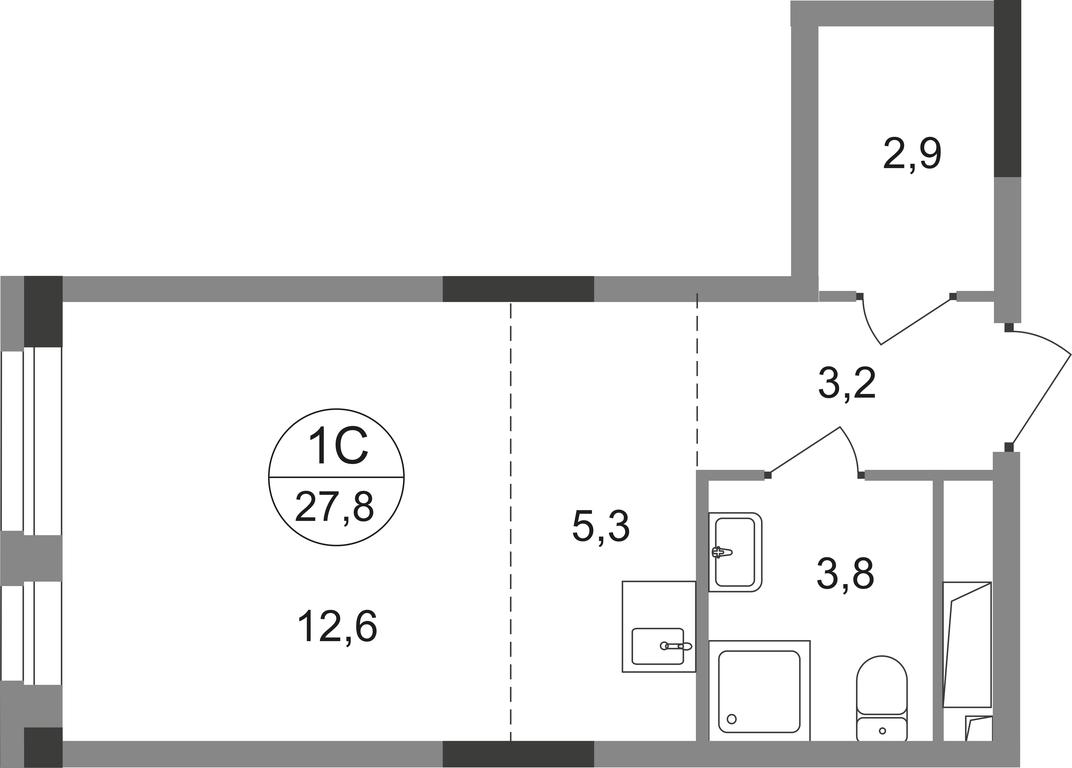 Apartment Sale, 27.8 sq. m. at Pervyi Moskovskiy, ulitsa Bianki, 1, Moskovskiy, Moscow, Russia #2