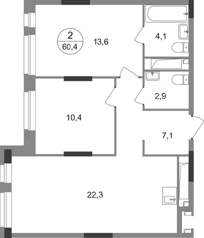 2-BD Apartment Sale, 60.4 sq. m. at Pervyi Moskovskiy, ulitsa Bianki, 1, Moskovskiy, Moscow, Russia #1 2-BD Apartment Sale, 60.4 sq. m. at Pervyi Moskovskiy, ulitsa Bianki, 1, Moskovskiy, Moscow, Russia #1