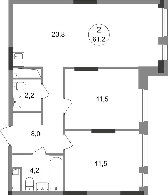 2-BD Apartment Sale, 61.2平方米 at Pervyi Moskovskiy, ulitsa Bianki, 1, Moskovskiy, Moscow, Russia #1 2-BD Apartment Sale, 61.2平方米 at Pervyi Moskovskiy, ulitsa Bianki, 1, Moskovskiy, Moscow, Russia #1