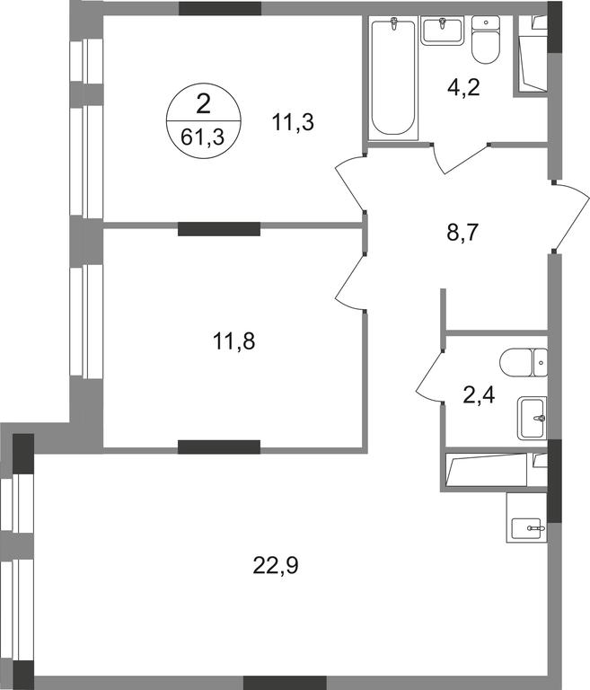 2-BD Apartment Sale, 61.3平方米 at Pervyi Moskovskiy, ulitsa Bianki, 1, Moskovskiy, Moscow, Russia #1 2-BD Apartment Sale, 61.3平方米 at Pervyi Moskovskiy, ulitsa Bianki, 1, Moskovskiy, Moscow, Russia #1