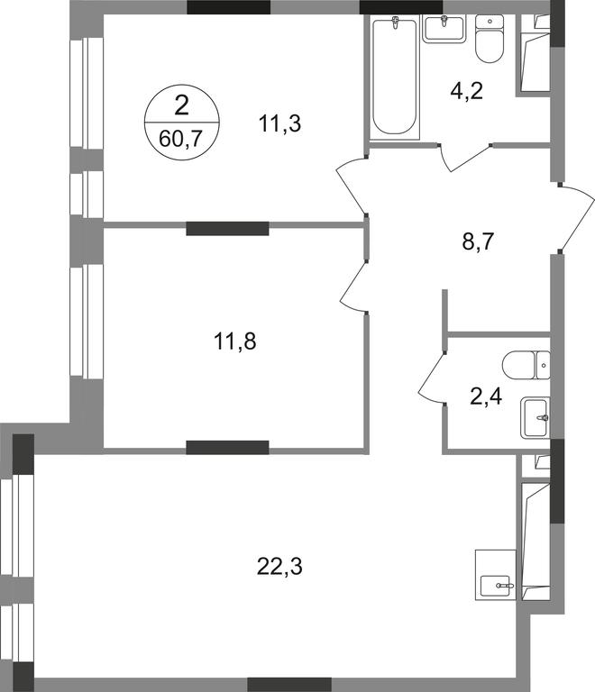 2-BD Apartment Sale, 60.7 sq. m. at Pervyi Moskovskiy, ulitsa Bianki, 1, Moskovskiy, Moscow, Russia #1