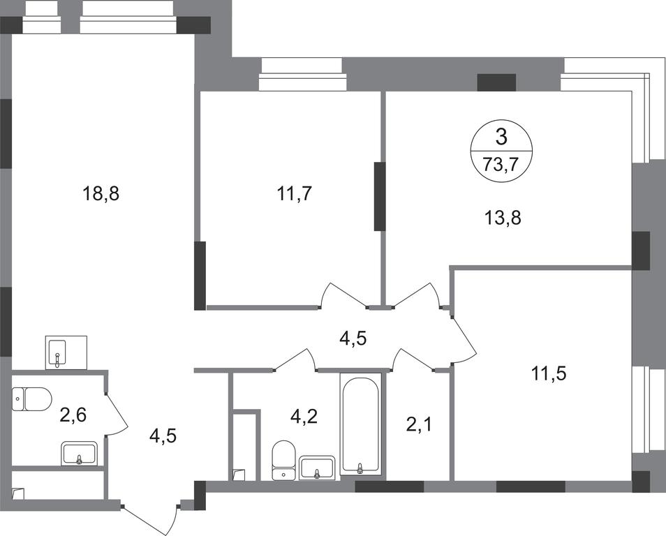 3-BD Apartment Sale, 73.7 sq. m. at Pervyi Moskovskiy, ulitsa Bianki, 1, Moskovskiy, Moscow, Russia #1 3-BD Apartment Sale, 73.7 sq. m. at Pervyi Moskovskiy, ulitsa Bianki, 1, Moskovskiy, Moscow, Russia #1